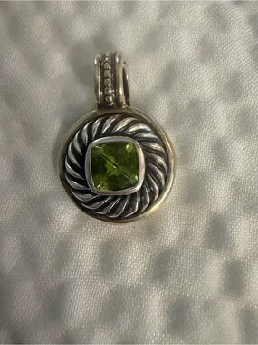 David Yurman Sterling Silver 14k Gold Peridot Albion Enhancer Pendant